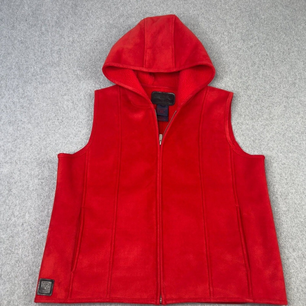 Ralph Lauren Official Winter Goods Supply Co Women's Size M Suede Red Vest Hood‎